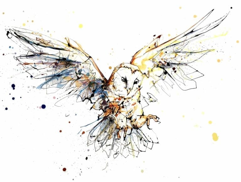 Accomplish - Embellished Barn Owl Print, 45x56cm with Mount Options