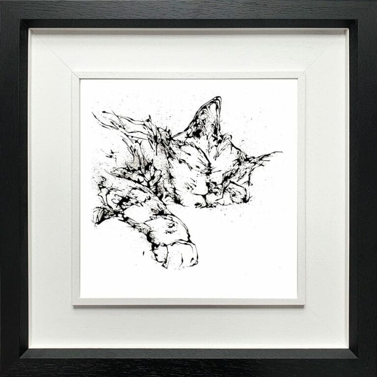 Dreamer Cat Paper Giclee Fine Art Print in Deluxe Black Frame