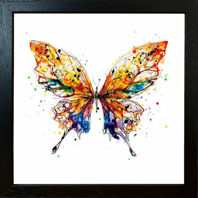 Kaleidoscope Butterfly Paper Giclee Fine Art Print in Standard Black Frame