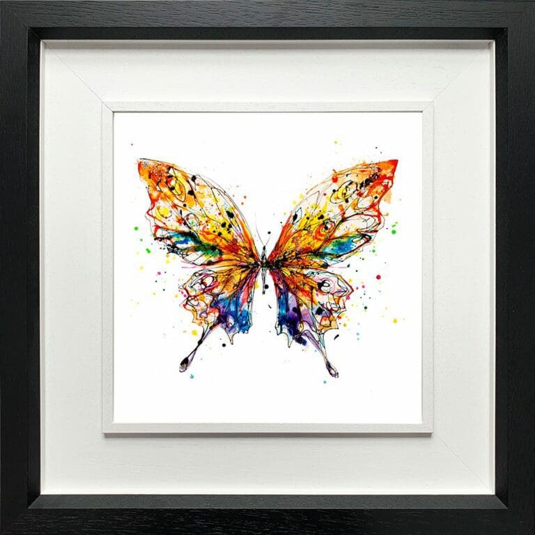 Kaleidoscope Butterfly Paper Giclee Fine Art Print in Deluxe Black Frame