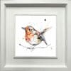 Peekaboo Robin Paper giclee Fine Art Print shown in Deluxe White Frame