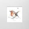 A digital mockup showing how a miniature print of Peekaboo by Kathryn Callaghan will look presented in a 23cm mount. Peekaboo features a perched robin.