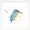Gaze Kingfisher Paper Giclee Fine Art Print in Standard White Frame
