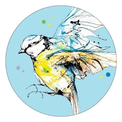 Premium Coaster with blue tit design and blue background