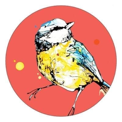 Premium quality coaster with blue tit bird design