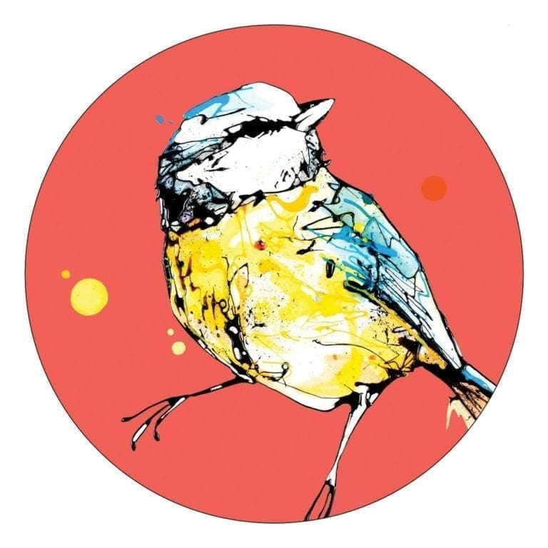 Premium quality coaster with blue tit bird design