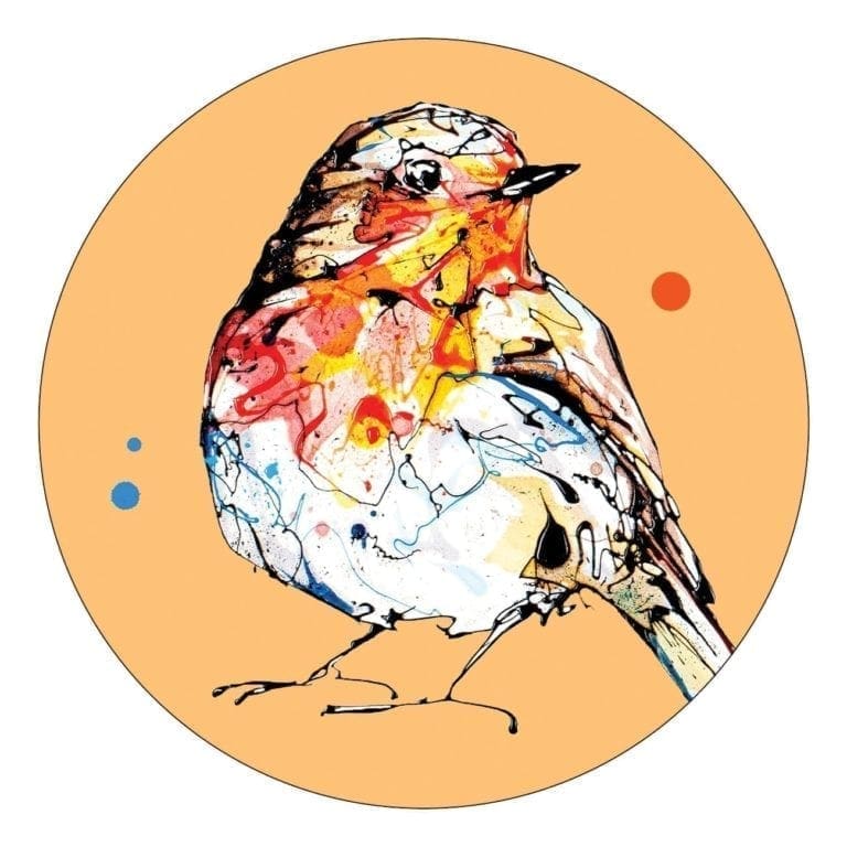 Robin coaster design with orange background