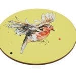 Robin placemat on yellow background