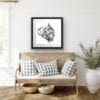 Curiosity Cat Print shown in Black Frame with Mount in Situ