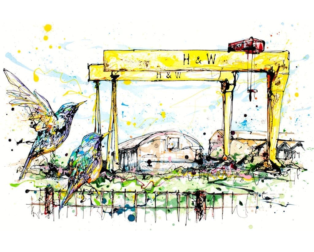 art print of belfast cranes