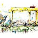 art print of belfast cranes