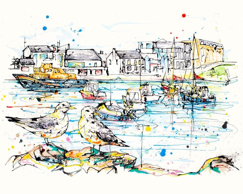 art print of portrush harbour