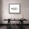 Aston Martin DB5 print shown framed in situ