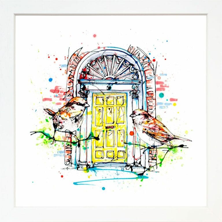 Dublin Doors Paper Fine Art Print in White Frame