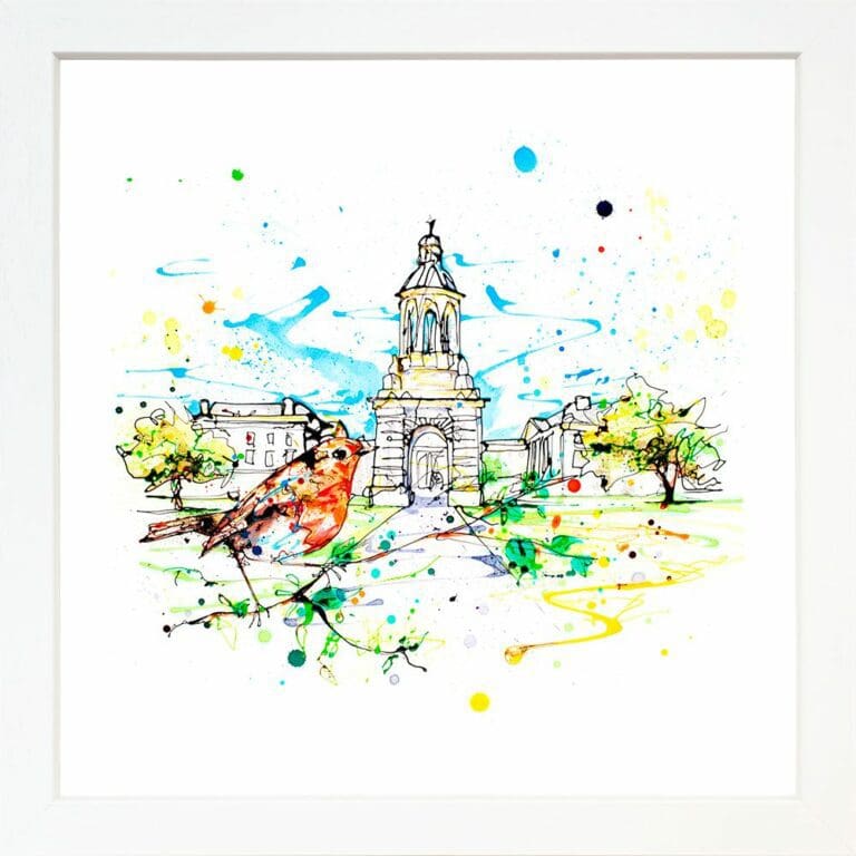 Trinity College Paper Fine Art Print in White Frame