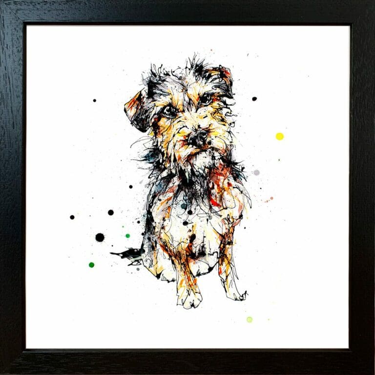 Expectation Terrier Paper Giclee Fine Art Print shown in Black Frame