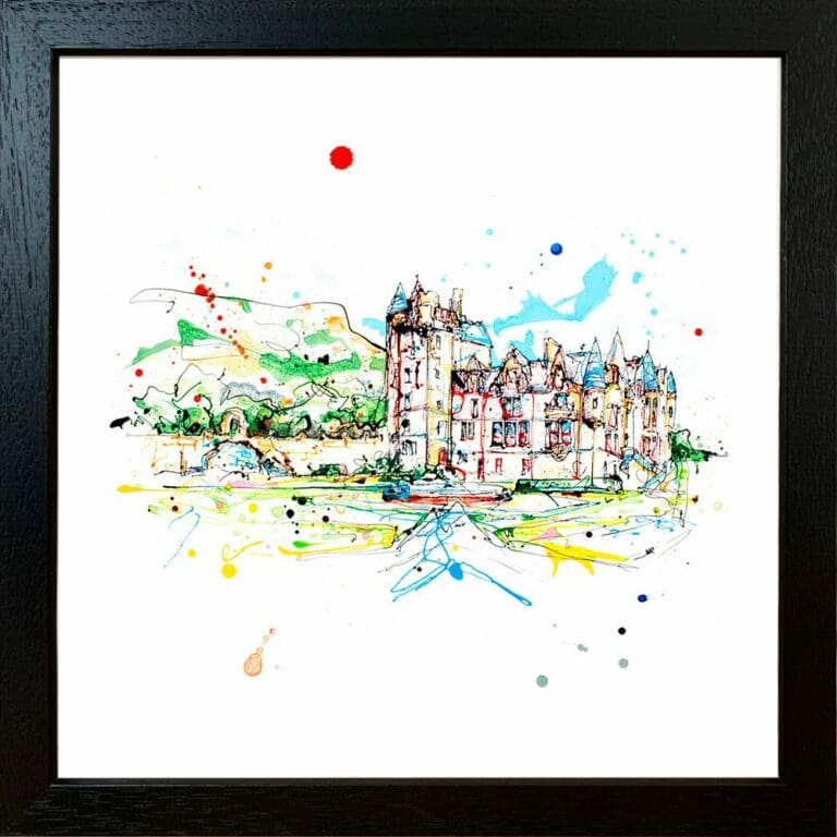 Belfast Castle Paper Giclee Fine Art Print shown in Black Frame