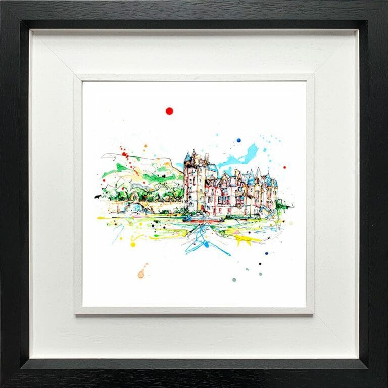 Belfast Castle Paper Fine Art Giclee Print shown in Deluxe Black FRame