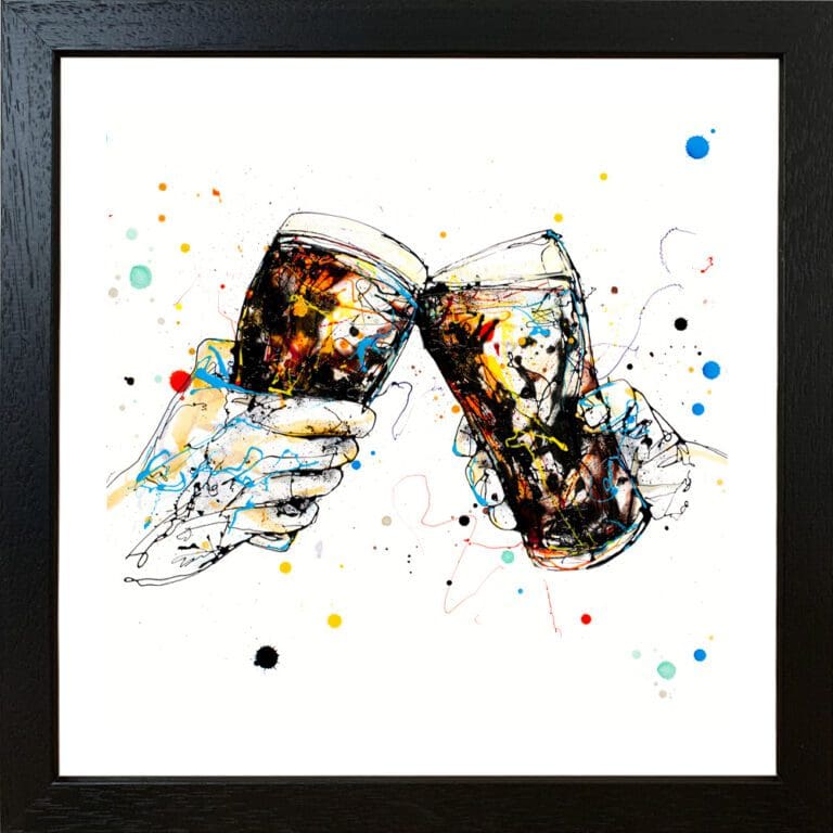 Cheers Guinness Stout Giclee Paper Fine Art Print in Black Frame