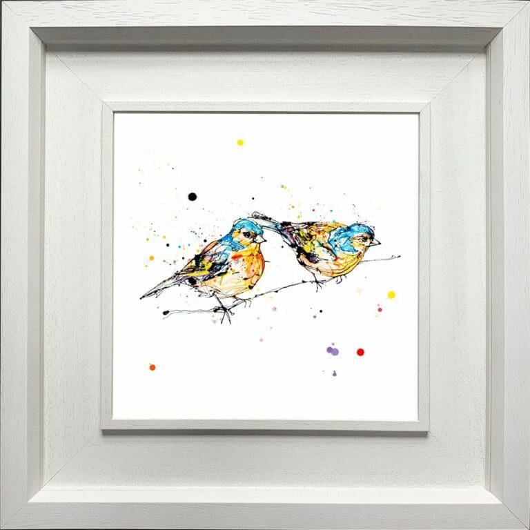 Did You See That Chaffinch Paper Fine Art Print shown in Deluxe White Frame