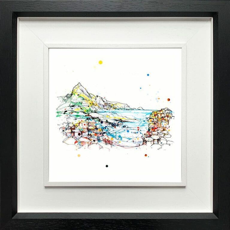 Giant's Causeway Northern Ireland Paper Giclee Fine Art Print shown in Deluxe Black Frame