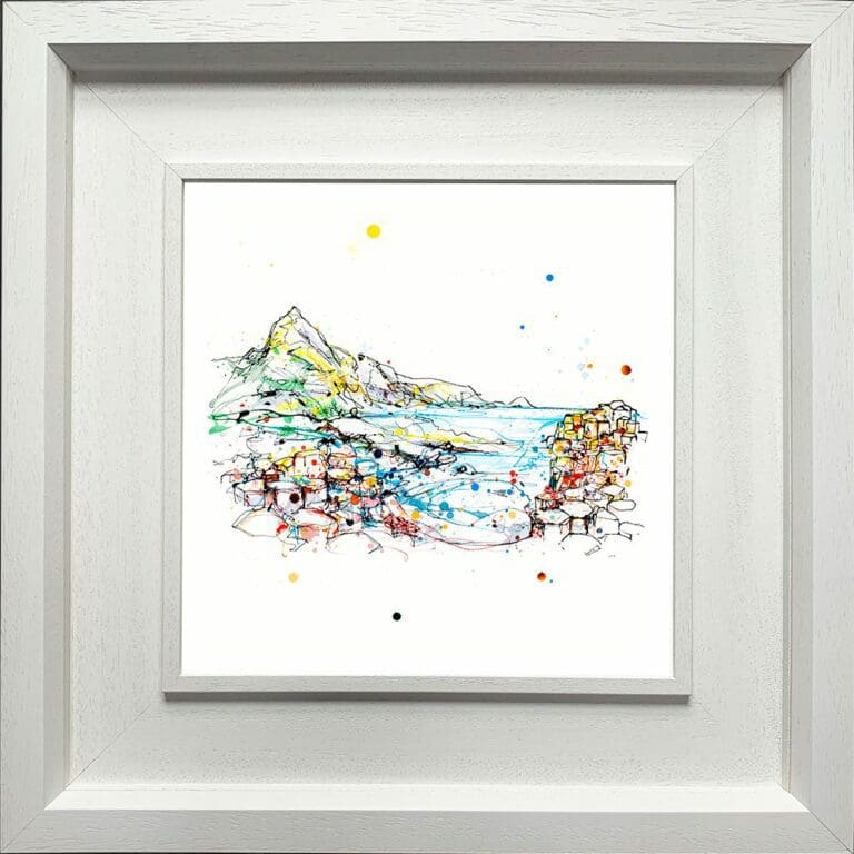 Giant's Causeway Northern Ireland Paper Giclee Fine Art Print shown in Deluxe White Frame