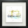 Giants of Belfast Harland and Wolff Cranes Samson and Goliath Paper Giclee Fine Art Print shown in Deluxe Black Frame