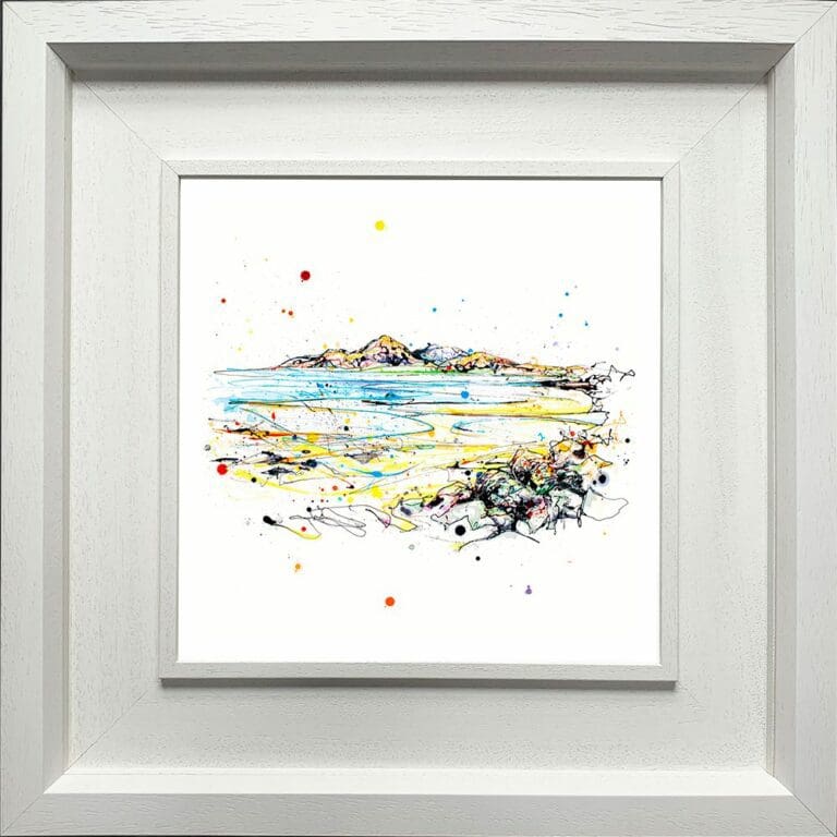 The Mournes Mountains Fine Art Paper Giclee Print shown in Deluxe White Frame