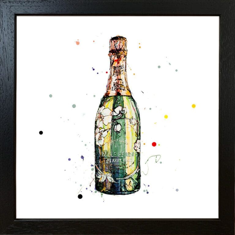 Belle Epoque Champagne Paper Giclee Fine Art Print in Black Frame