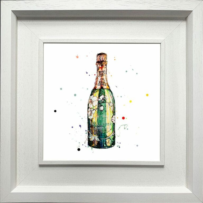 Belle Epoque Champagne Celebration Paper Giclee Fine Art Print shown in Deluxe White Frame