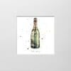 A digital mockup showing how a miniature print of Belle Époque by Kathryn Callaghan will look presented in a 23cm mount. Belle Époque features a green and rose gold champagne bottle.