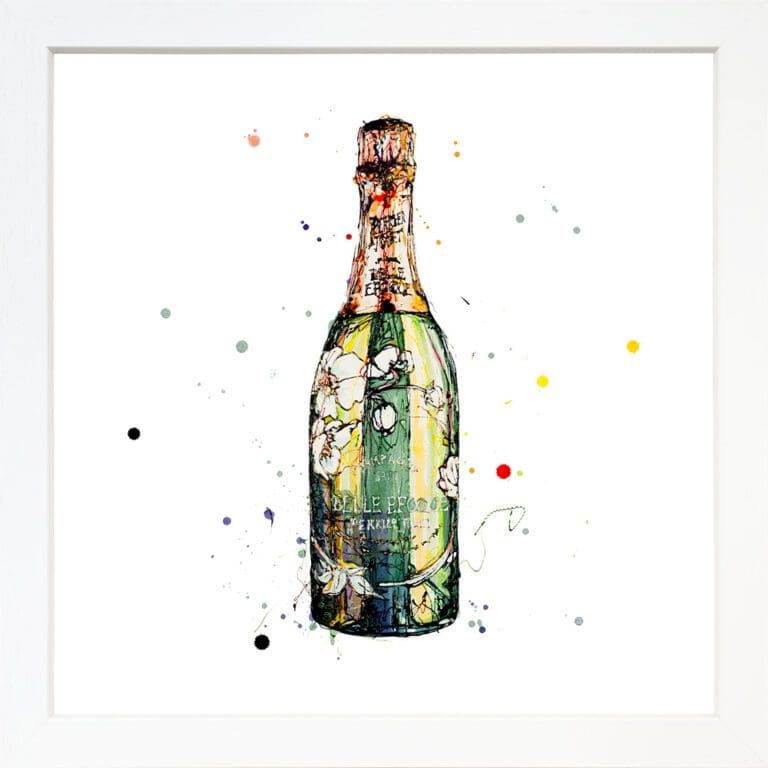 Belle Epoque Champagne Paper Giclee Fine Art Print in White Frame