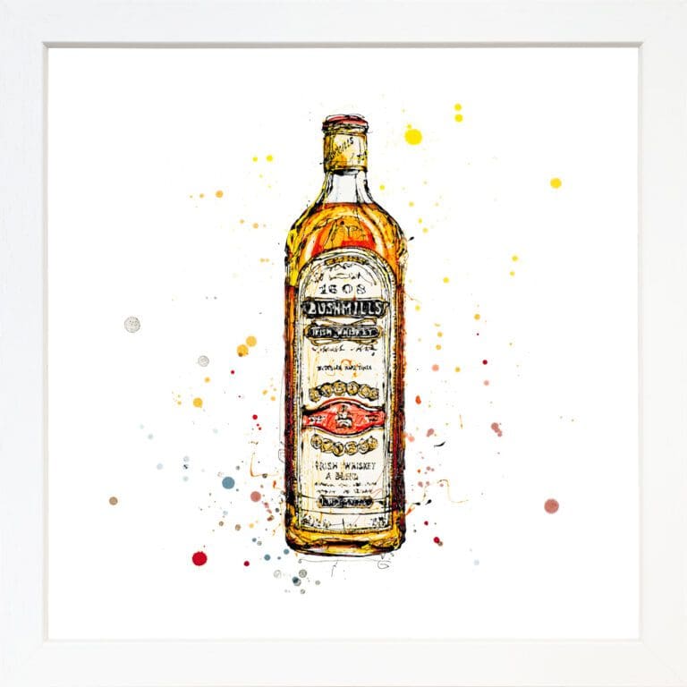 Bushmills Irish Whiskey Fine Art Print in White Frame