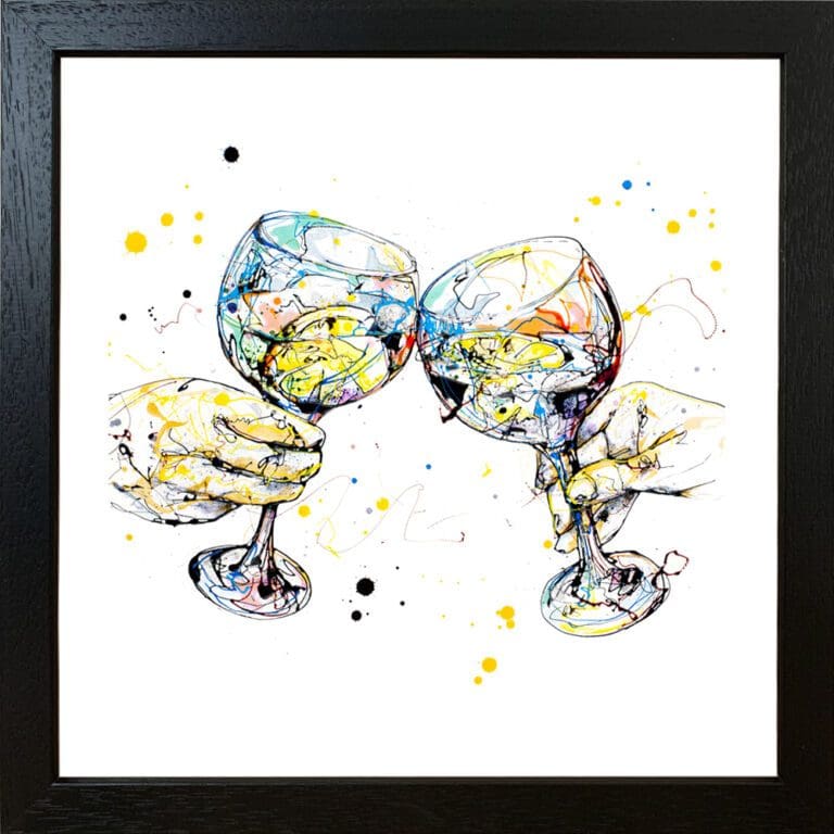 Good Times Gin Paper Giclee Fine Art Print in Black Frame