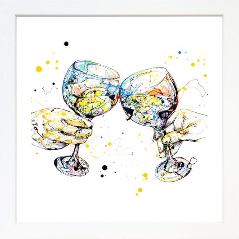 Good Times Gin Paper Giclee Fine Art Print in White Frame