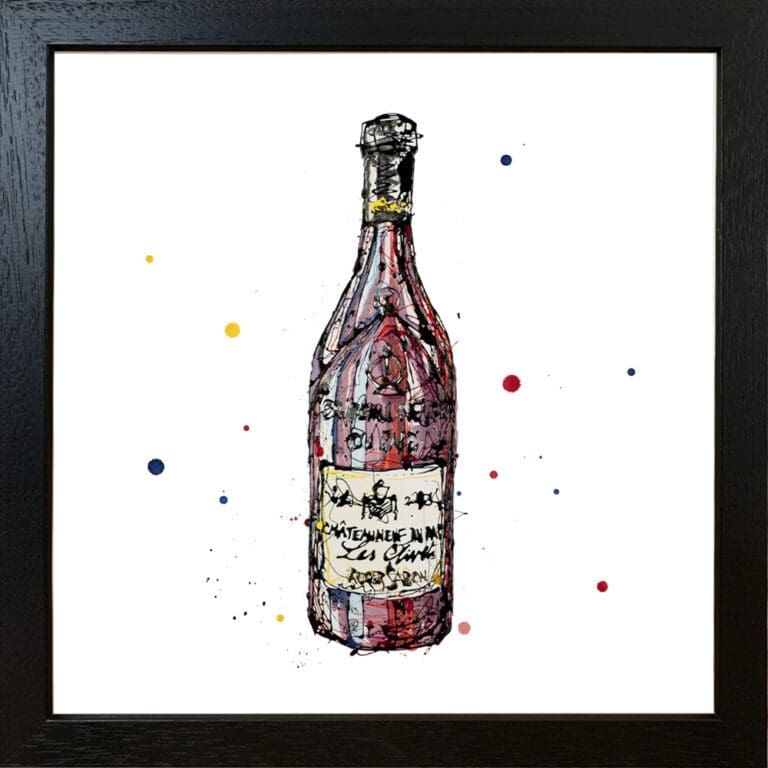 Red Wine Giclee Paper Fine Art Print in Black Frame