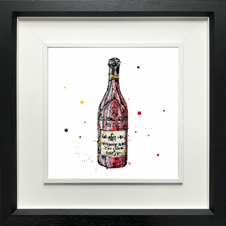 Red Wine Paper Giclee Fine Art Print shown in Deluxe Black Frame