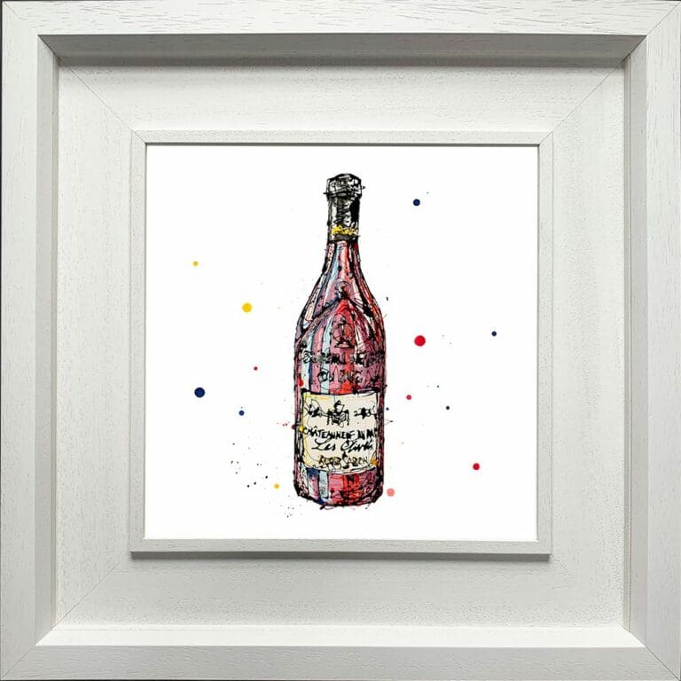 Red Wine Paper Giclee Fine Art Print shown in Deluxe White Frame