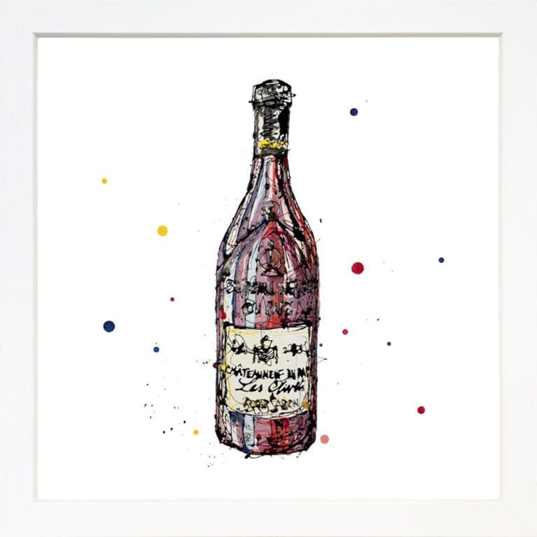 Red Wine Giclee Paper Fine Art Print in White Frame