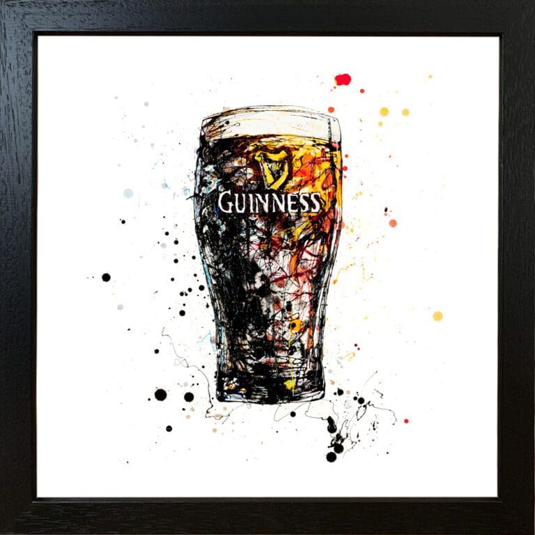 The Black Stuff Guinness Stout Pint Paper Giclee Fine Art Print in Black Frame