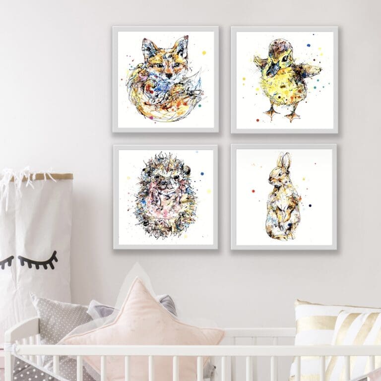 Milkshake Sherbet Pickles and Pumpkin Baby Animals Framed Prints in Situ