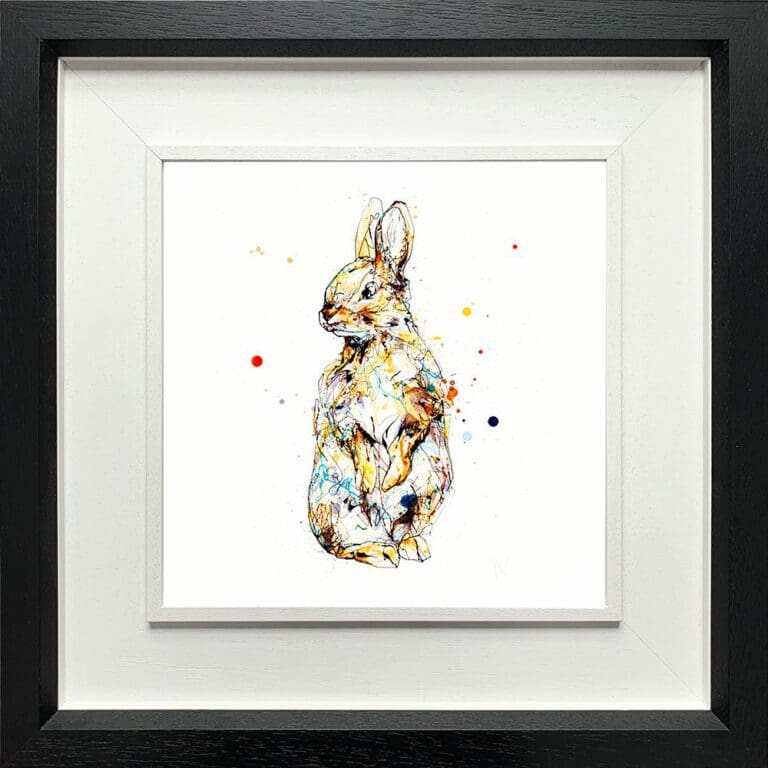 Pumpkin Baby Rabbit Kit Paper Giclee Fine Art Print shown in Deluxe Black Frame