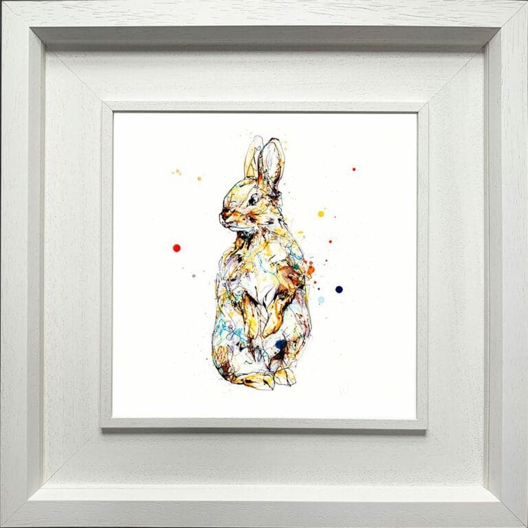 Pumpkin Baby Rabbit Kit Paper Giclee Fine Art Print shown in Deluxe White Frame