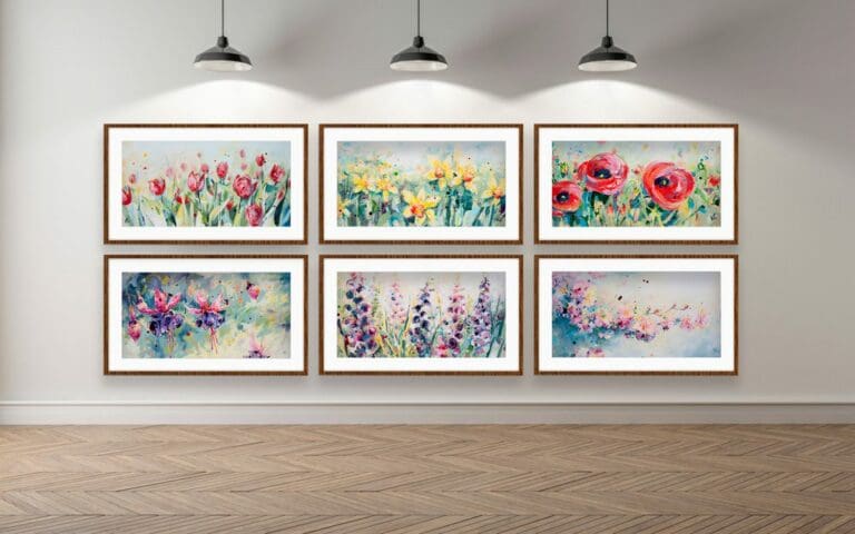 Always and Forever A Moment in Time Dance with Me Ray of Sunshine Reach for the Sky When Dreams Come True Panoramic Paper Giclee Fine Art Prints in Situ Floral Collection