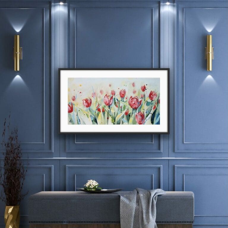 When Dreams Come True Tulips Paper Giclee Floral Fine Art Panoramic Print in Situ