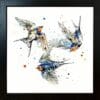 Affinity Swallows Family Three Birds Giclee Paper Fine Art Print shown in Black Frame