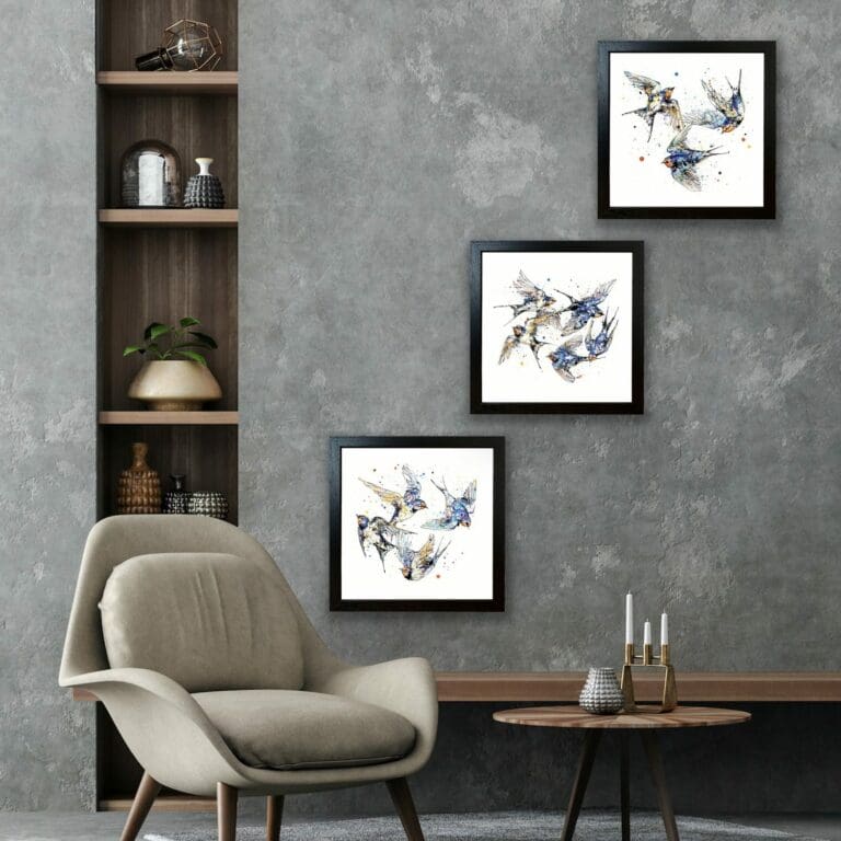 Affinity Belonging Closeness Swallows Birds Family Flock Paper GIclee Fine Art Print Collection shown in Situ