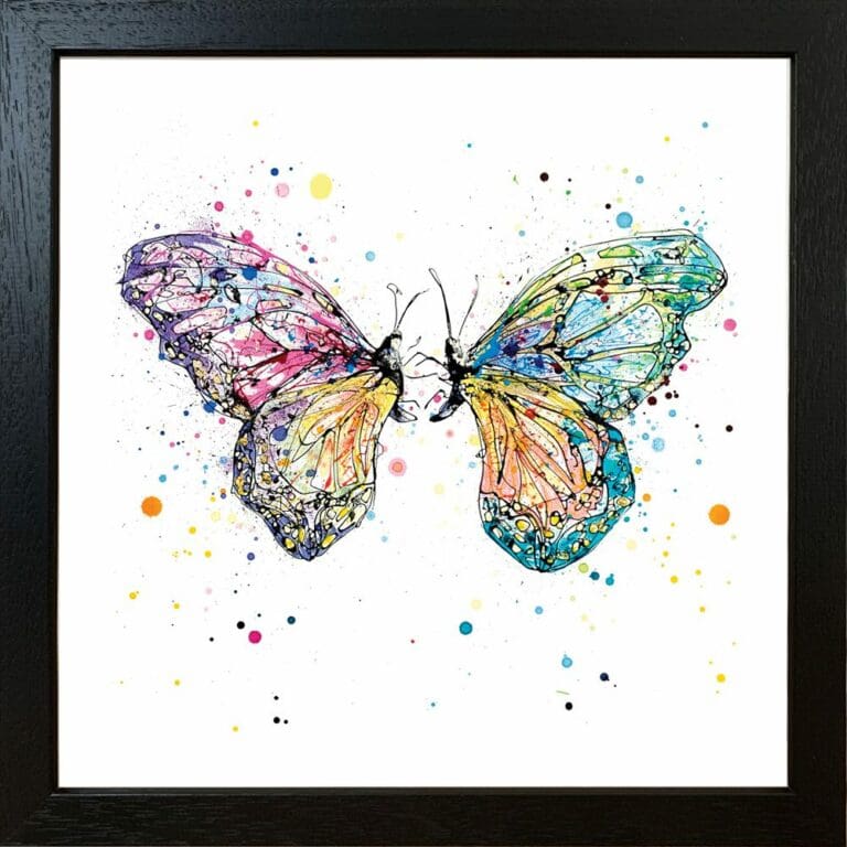 Destiny Butterfly Paper Giclee Fine Art Print in Black Frame