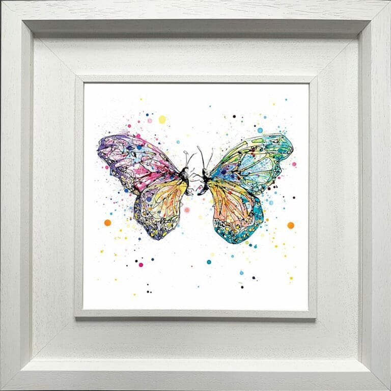 Destiny Butterflies Paper Giclee Fine Art Print in Deluxe White Frame