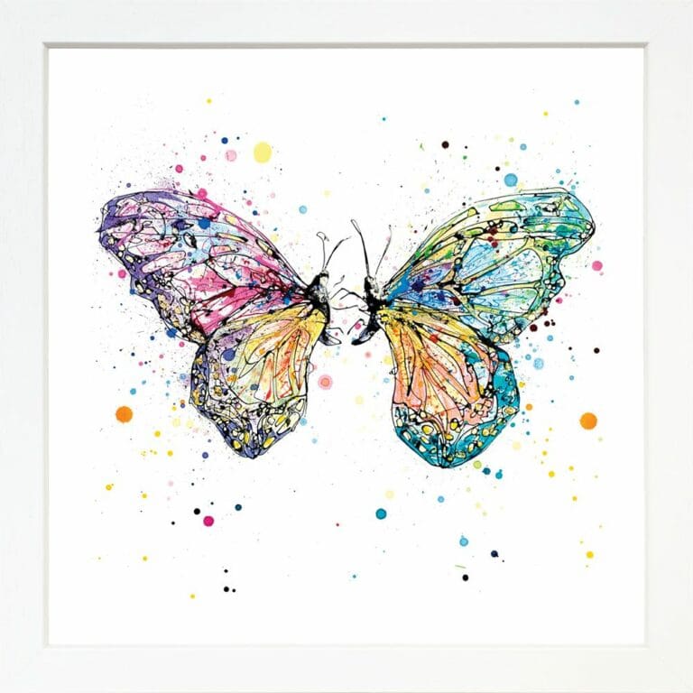 Destiny Butterfly Paper Giclee Fine Art Print in White Frame